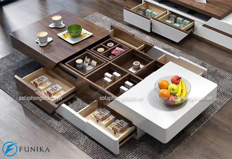 Các kiểu bàn trà sofa đa năng dành cho không gian phòng khách hiện đại