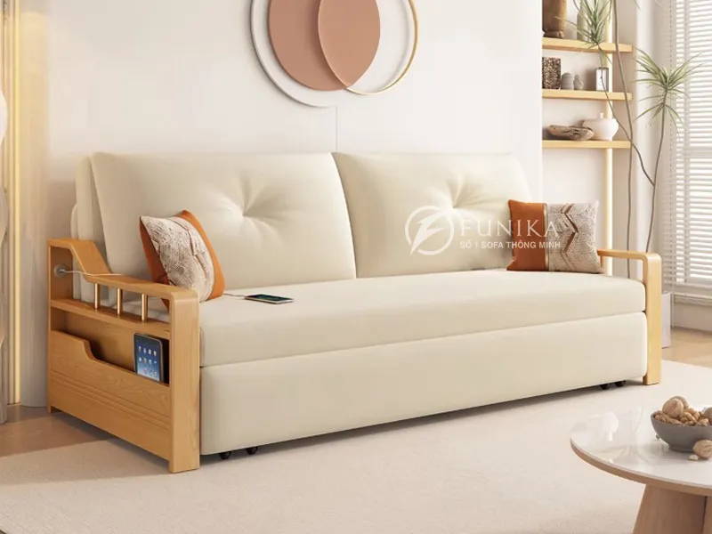 Ghế sofa giường gỗ thông minh 505 ở trạng thái ghế sofa