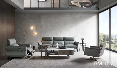 Sự kết hợp tinh tế giữa sofa da và bàn trà cho phòng khách sang trọng
