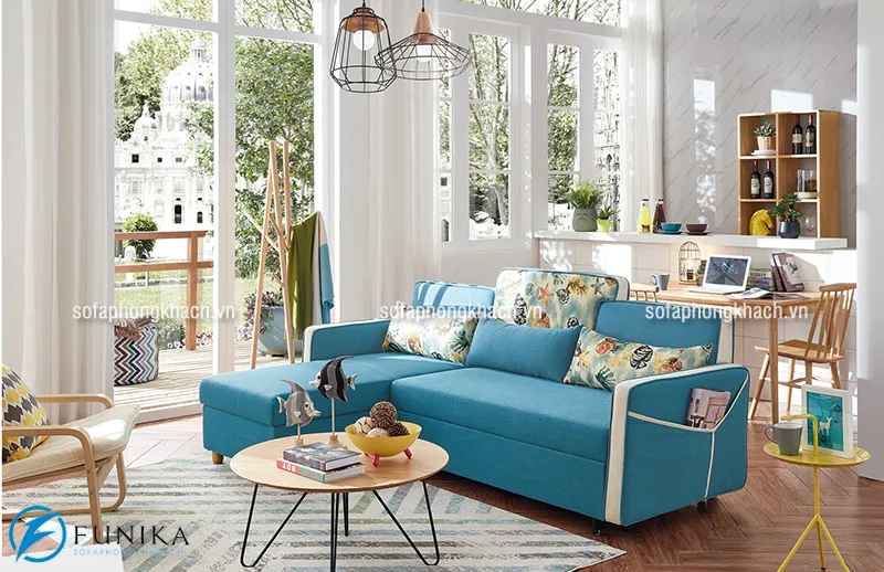 Mẫu ghế sofa góc thiết kế dạng giường đa năng
