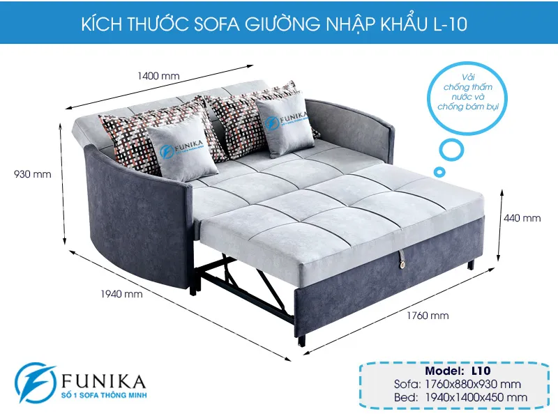 Kích thước sofa L10