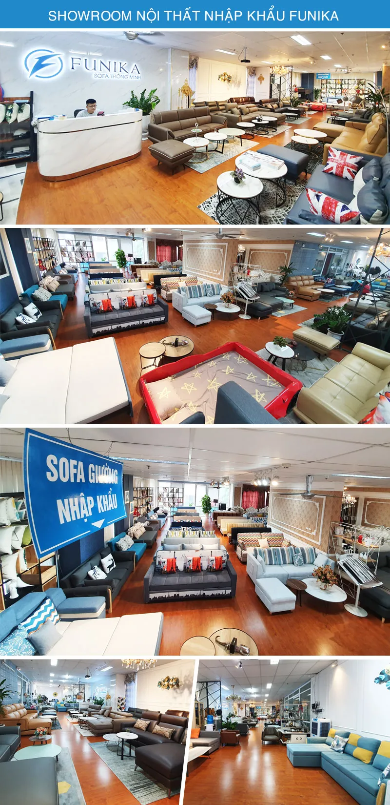 Hình ảnh showroom Funika với hơn 100 mẫu sofa giường