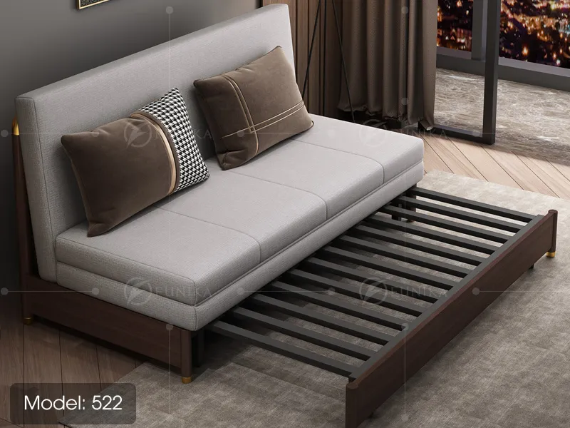 sofa giường gỗ thông minh 522 ở trạng thái kéo ra