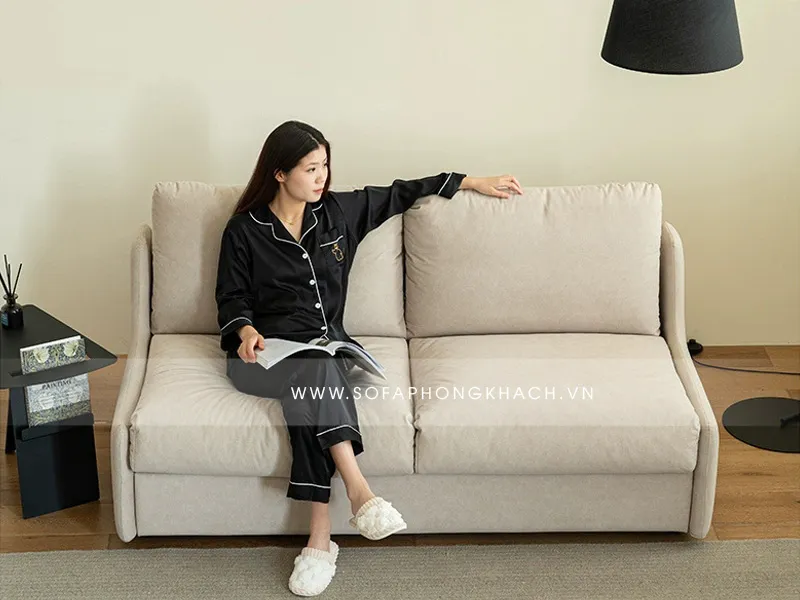 sofa giường thần kỳ 00965 cao cấp khi ở trạng thái ghế nồi thoải mái êm ái.