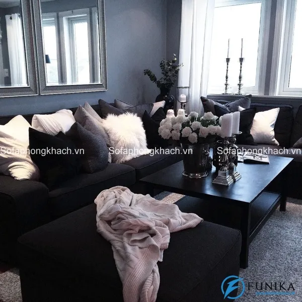 Ngất ngây trước bộ ghế sofa phòng khách màu đen huyền bí