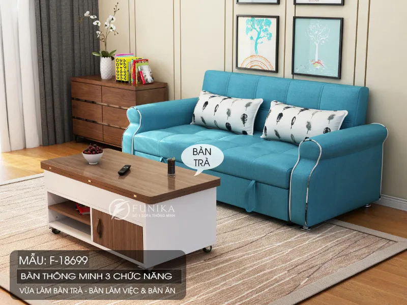 bàn thông minh F18699 khi ở trạng thái bàn uống nước.