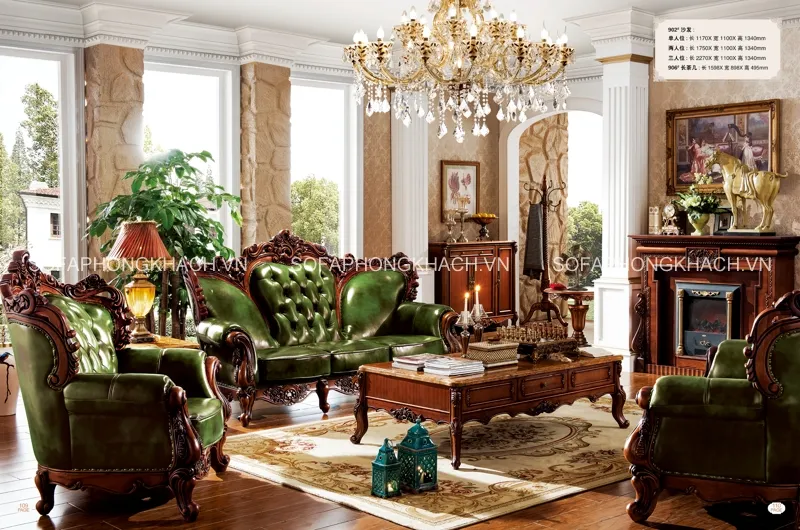 Nội thất phòng khách cực ấn tượng với mẫu ghế sofa cổ điển
