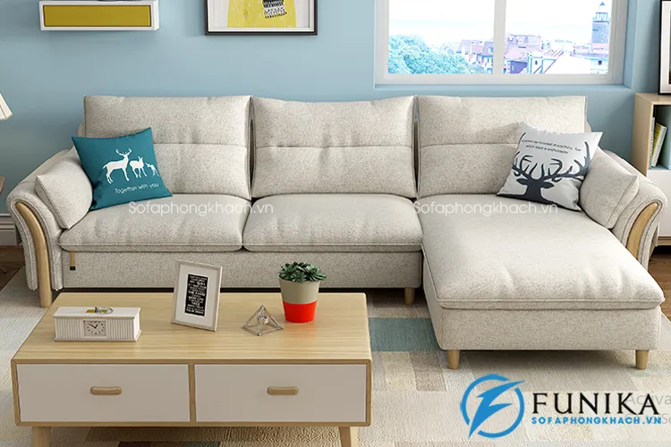Ghế sofa góc chất liệu nỉ cho phòng khách hiện đại Sofa góc nỉ 1902