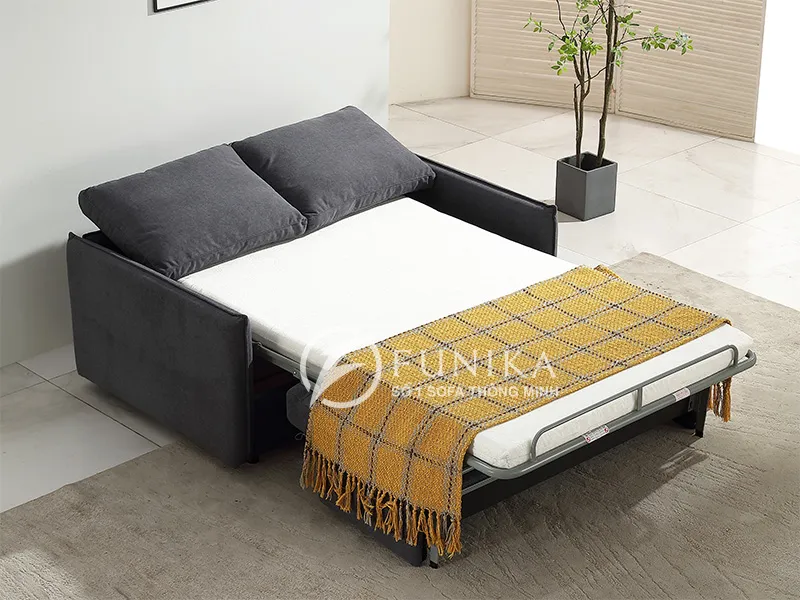Ghế sofa giường thông minh cao cấp 2501 ở trạng thái giường ngủ êm ái.