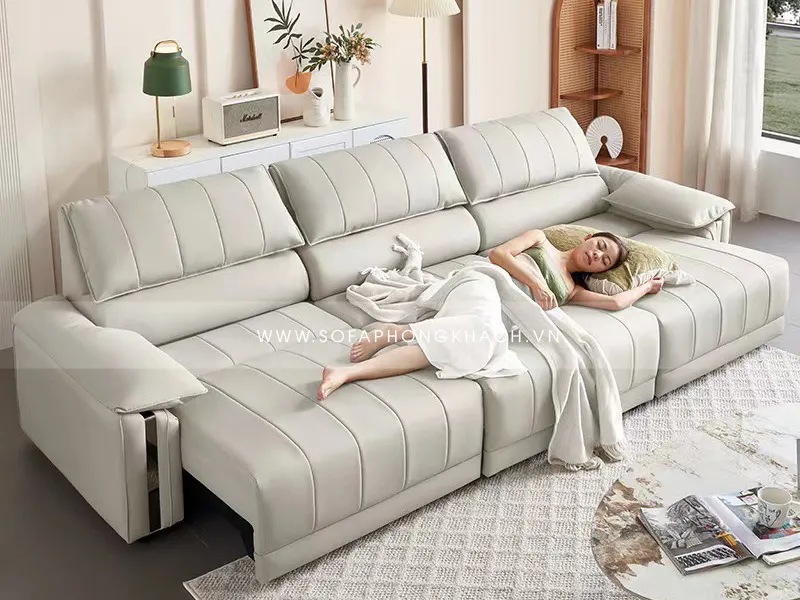 Sofa da thật điều khiển tự động F807 cho phòng khách