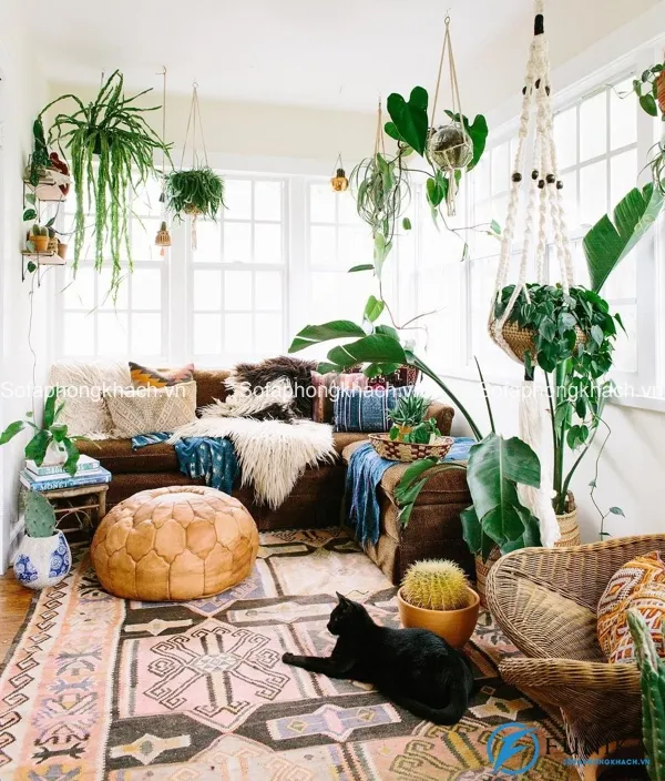 Sofa phòng khách đẹp độc đáo cùng họa tiết thổ dân