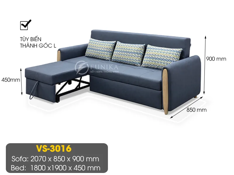 Sofa giường kéo VS3016 tùy biến thành giường ngủ siêu rộng