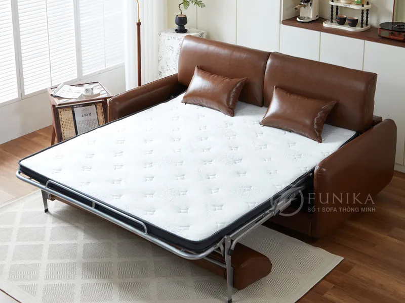 Ảnh đại diện ghế sofa giường thông minh cao cấp T188 bằng da.