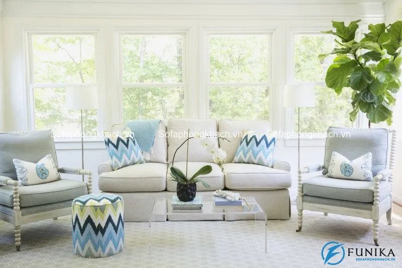Họa tiết Chevron cho ghế sofa phòng khách thêm ấn tượng