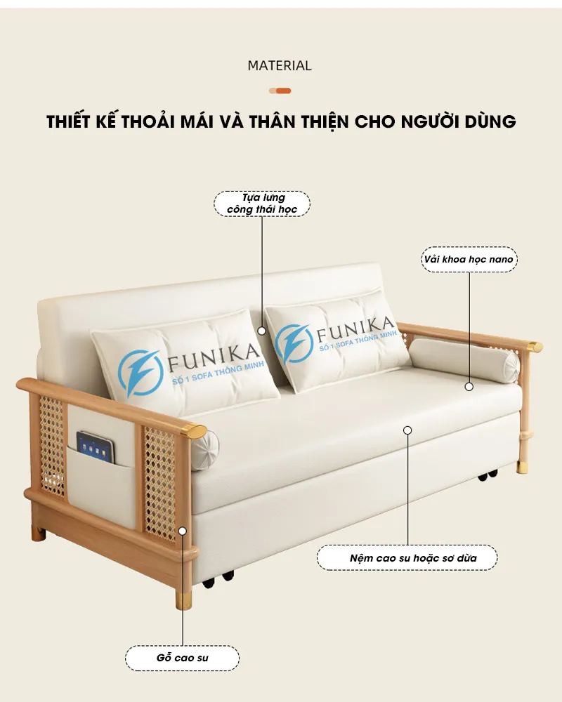 Sofa giường màu trắng sự lựa chọn cho cặp vợ chồng trẻ