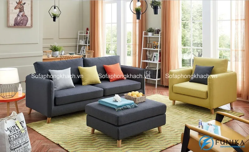 Cách phối màu cực chuẩn đã làm nên nét thu hút chết người cho bộ sofa giường màu xám kết hợp vàng chanh