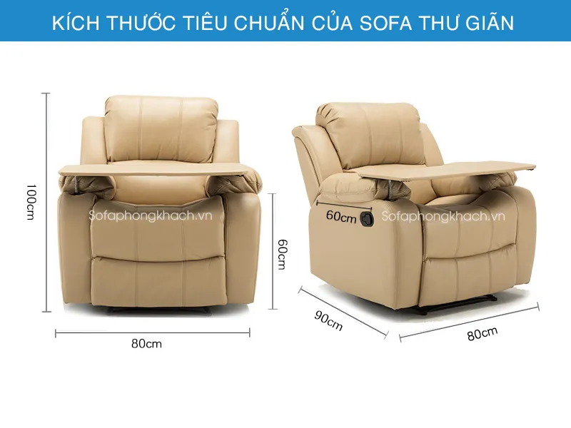 Kích thước tiêu chuẩn sofa thư giãn
