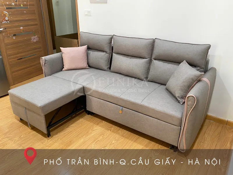 Ghế sofa giường kéo thông minh L18 với thiết kế hai ngăn tiện dụng và đa năng.