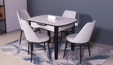 Bộ bàn ăn thu gọn mở rộng B68 (Kèm 4 ghế)