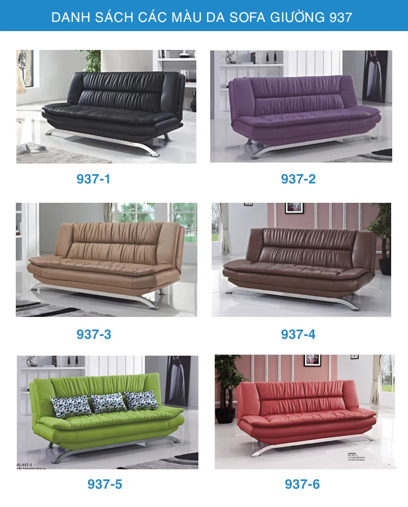 bảng màu da sofa giường 937