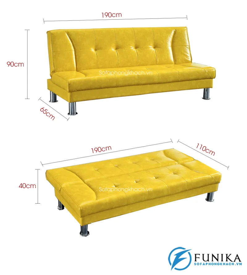 kích thước chi tiết sofa giường 907B-1