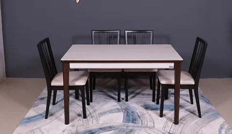 Bộ bàn ăn mặt kính C55 (kèm 4 ghế)
