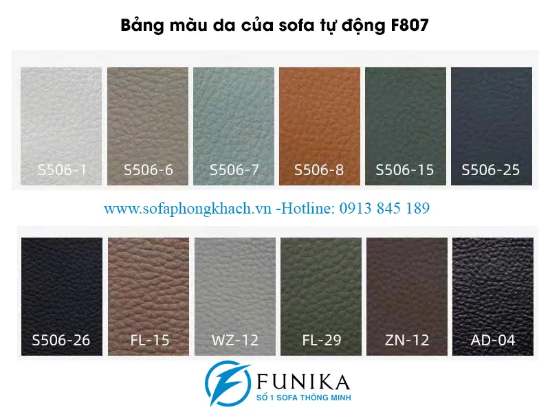 Bảng màu của sofa giường tự động F807 cao cấp nhập khẩu