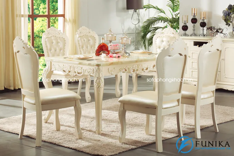 Bàn ăn cổ điển tommy ngọc trai H62