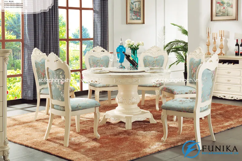 bàn ăn cổ điển Tommy ngọc trai T20