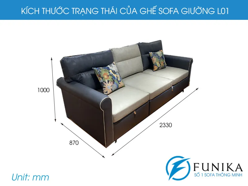 Kích thước ghế sofa giường L01