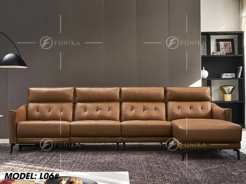 sofa góc L06 da thật nhập khẩu 