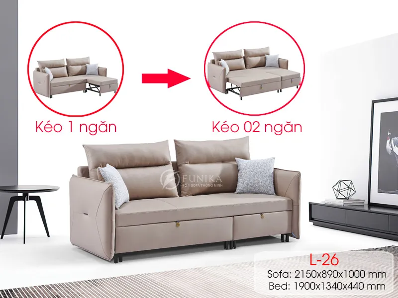 ghế giường sofa 02 ngăn kéo L26