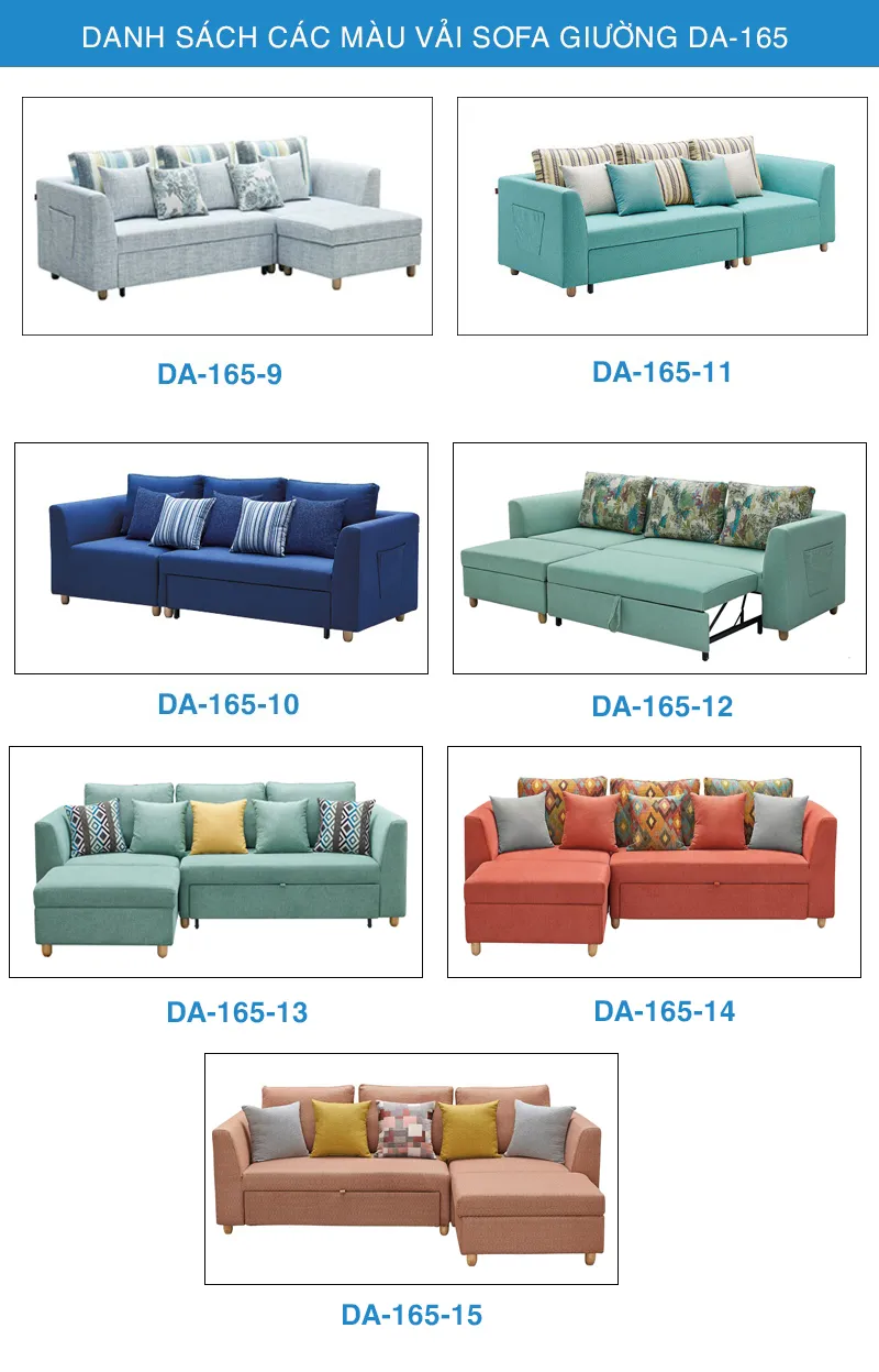Bảng màu vải sofa giường DA-165