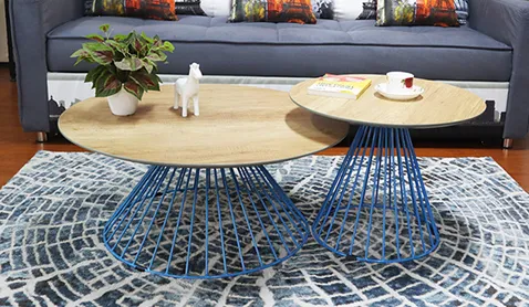 Bàn trà cặp mặt gỗ 4001