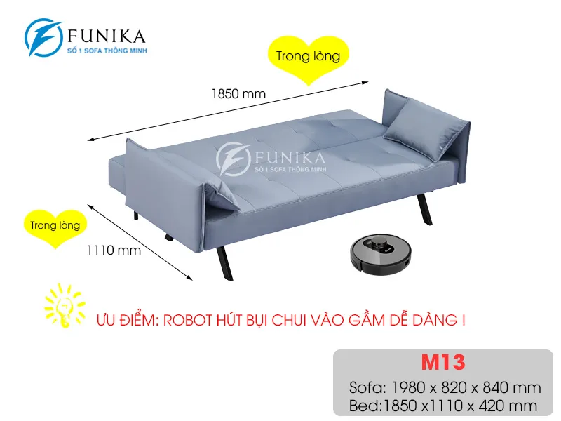 Kích thước sofa giường gấp gọn M13
