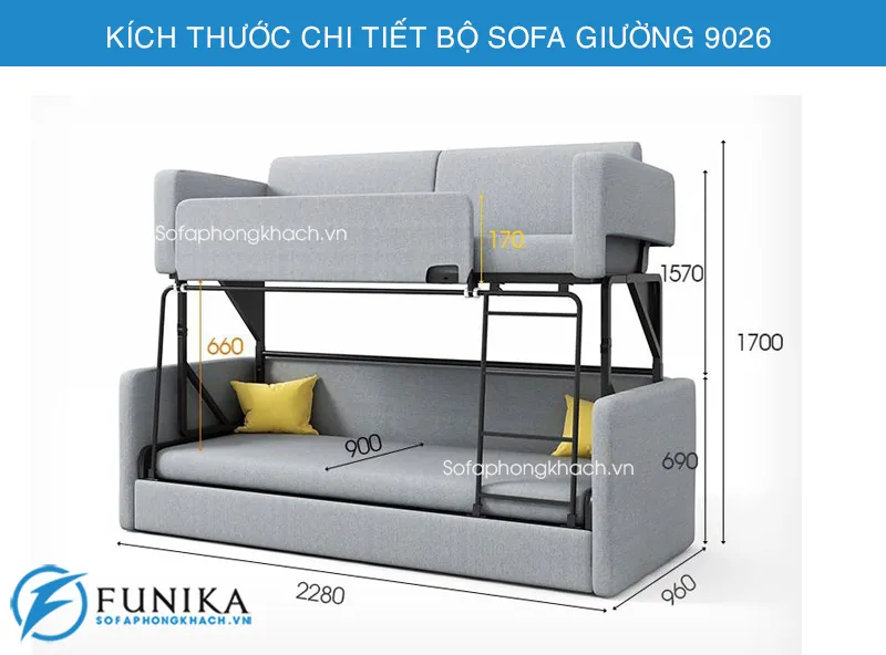 Kích thước sofa giường 9026