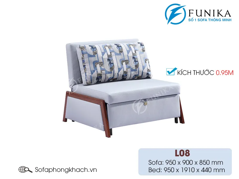 kích thước 95cm của sofa giường nhỏ L08