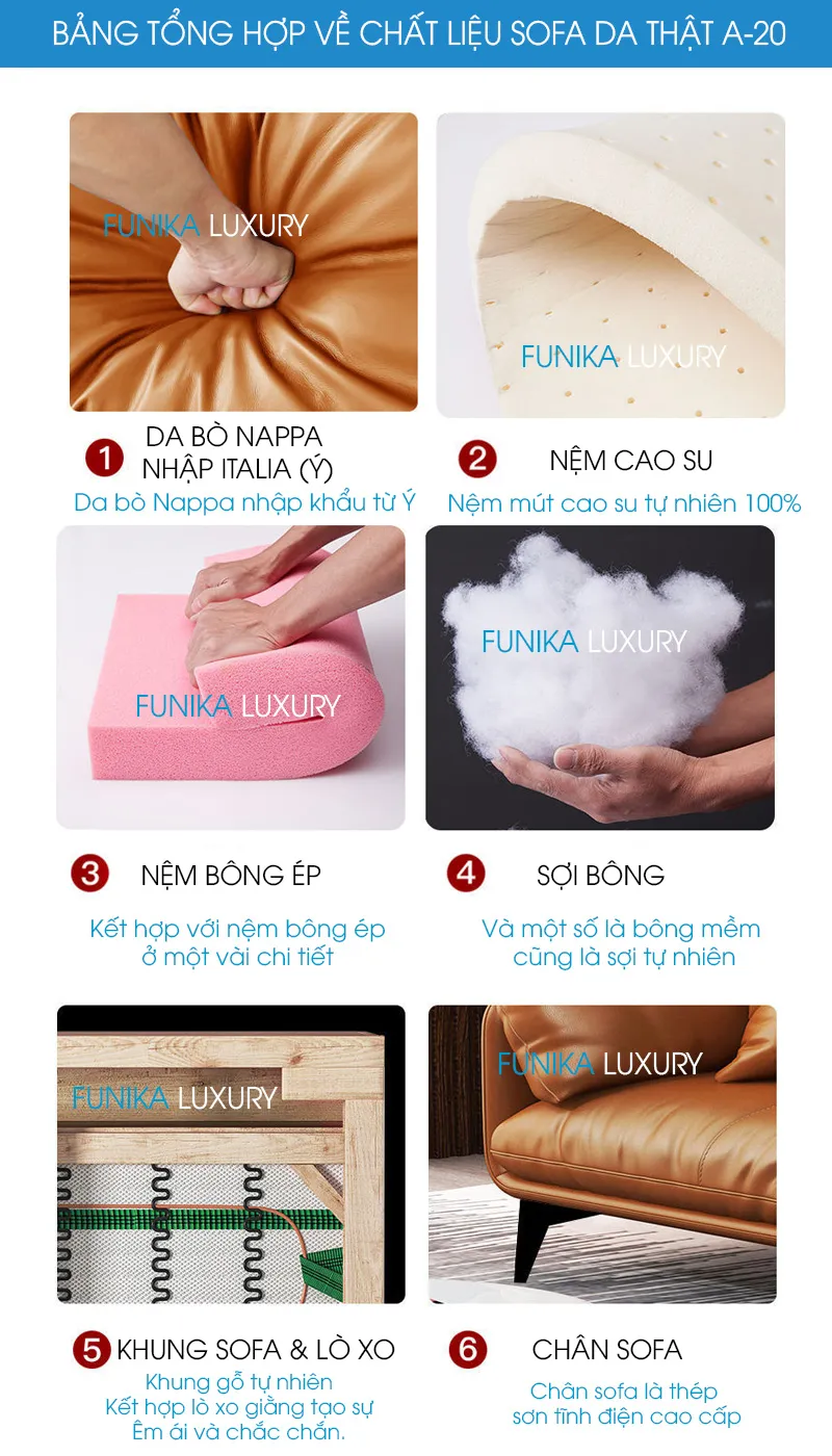 cấu tạo của sofa da thật A-20