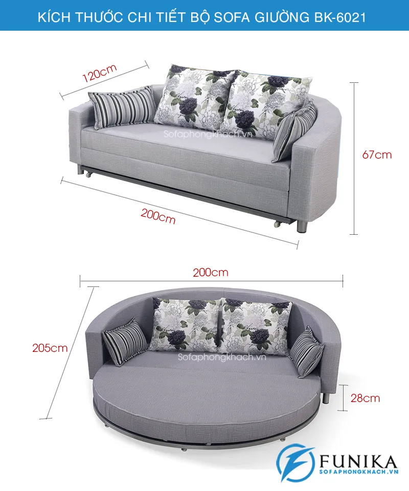 kích thước sofa giường BK-6021