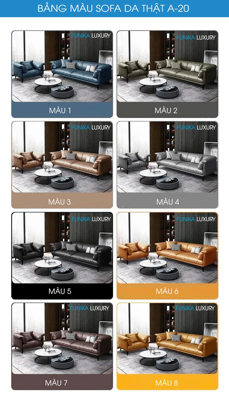 Bảng màu sofa da thật A20