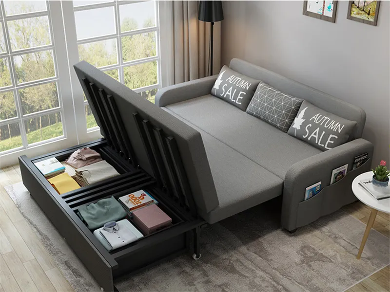 Sofa giường kéo F899 có hộc đồ khung thép chịu tải 500kg