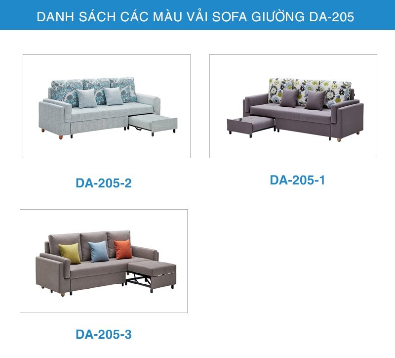 bảng màu sofa giường đa năng DA-205