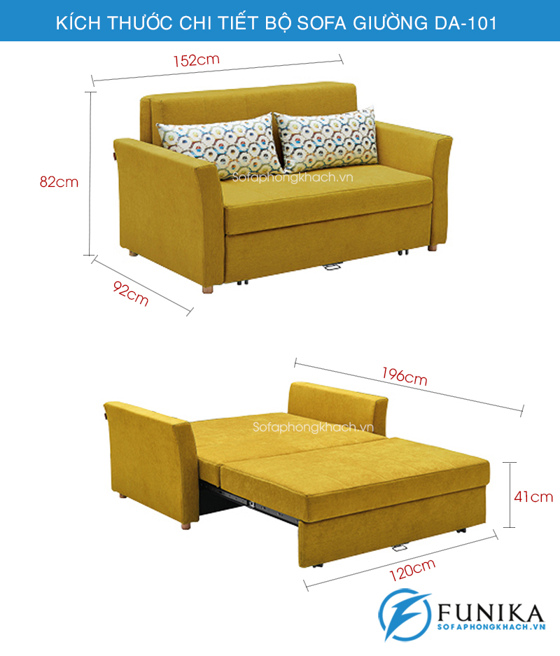 kích thước sofa giường thông minh DA101-17