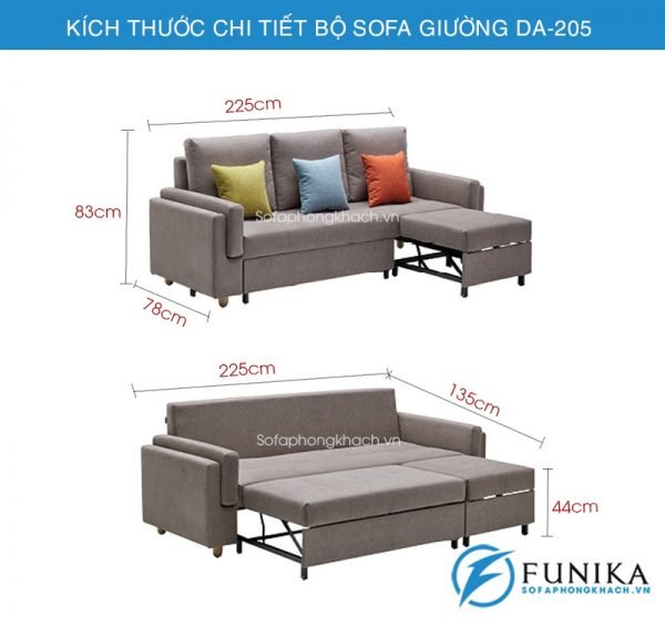 kích thước sofa giường đa năng DA-205