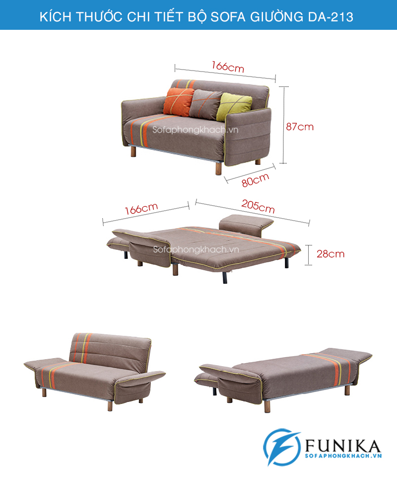 kích thước ghế sofa giường DA-213