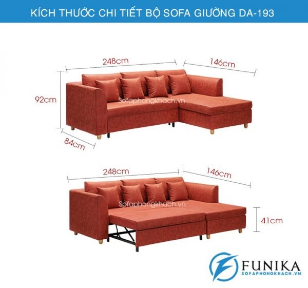 kích thước sofa giường đa năng DA-193