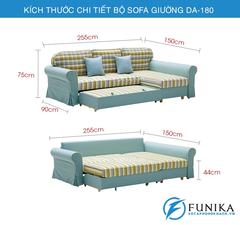 kích thước Sofa giường DA-180