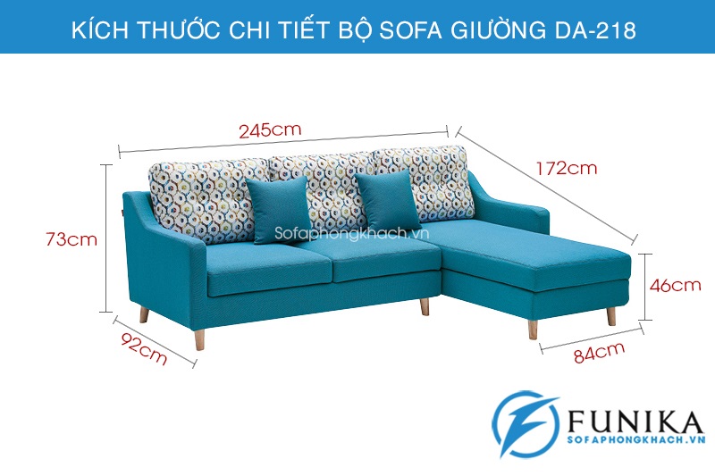 kích thước sofa giường nhập khẩu DA-218