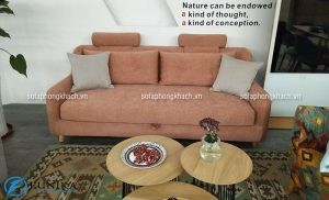 Ghế sofa văng kết hợp bàn trà tròn dành cho phòng khách nhỏ