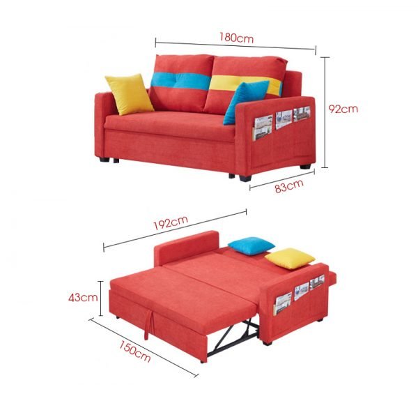 kích thước chi tiết bộ sofa giường 871